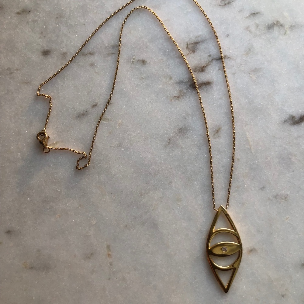 Gold Plated Sterling Silver Evil Eye Necklace